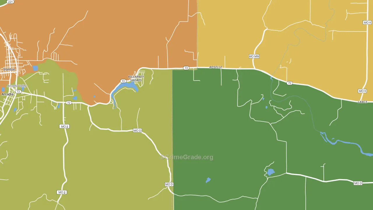 Killarney Shores, MO Map of Theft Rates