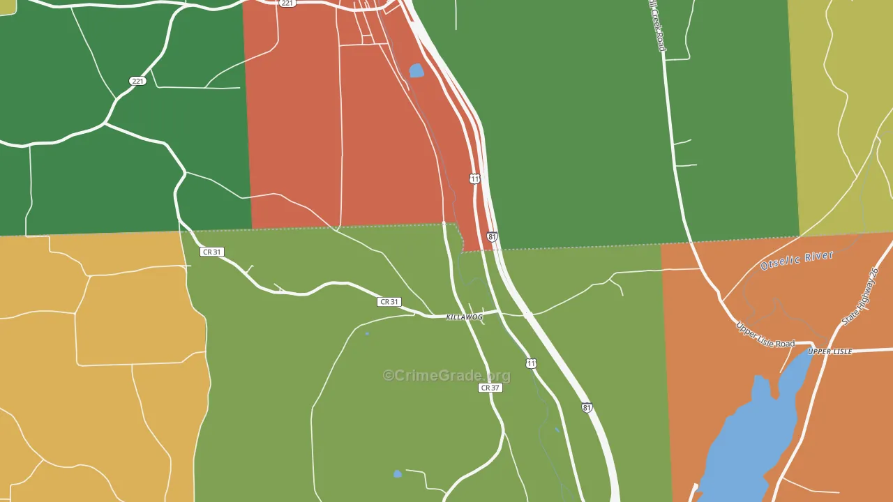 Killawog, NY Map of Theft Rates