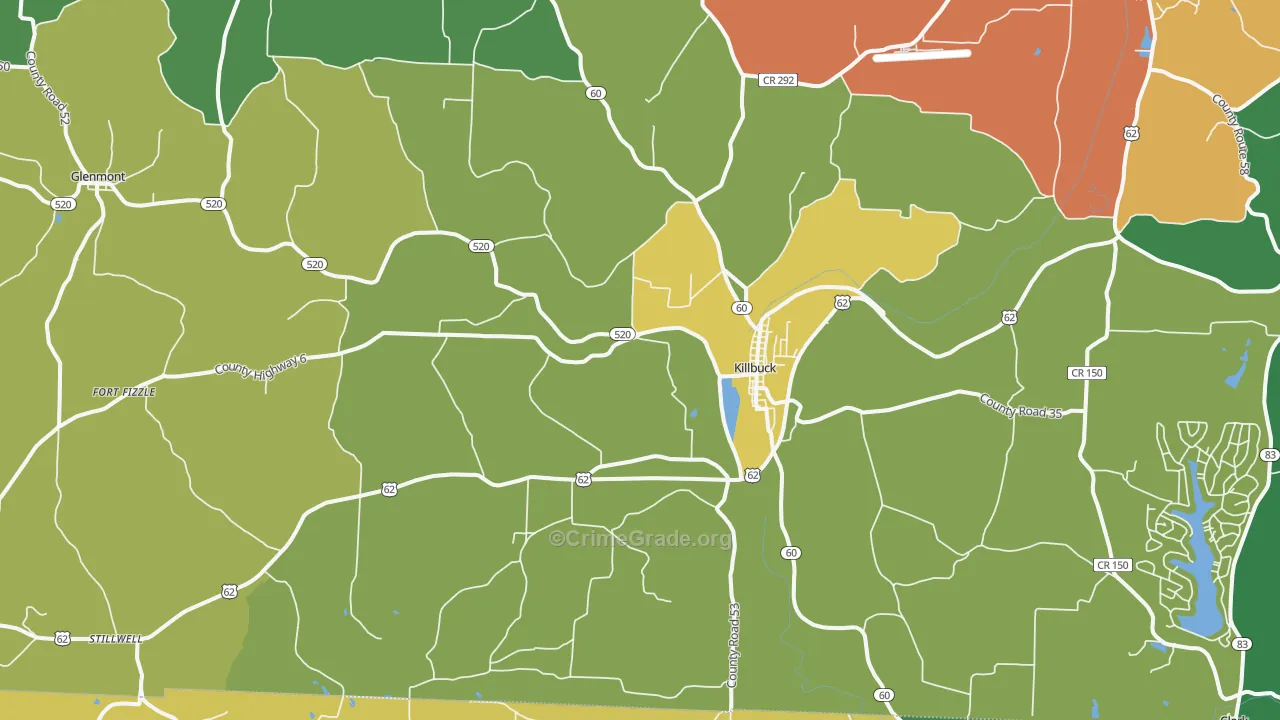 Killbuck, OH Map of Theft Rates