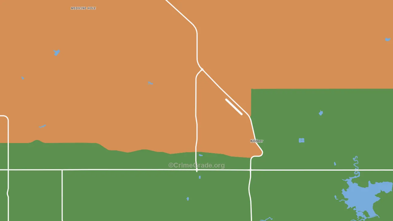 Killdeer, ND Map of Theft Rates