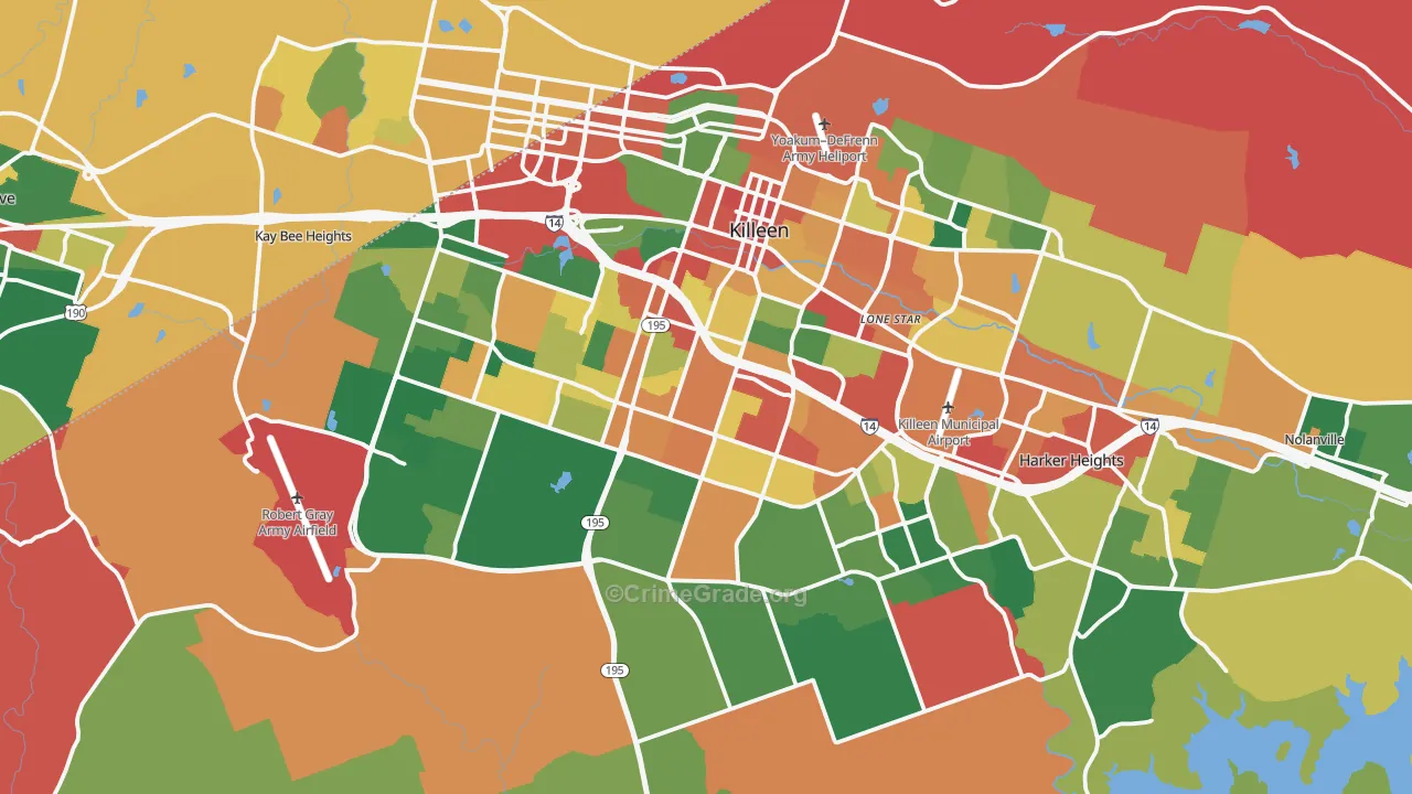 Killeen, TX Map of Theft Rates