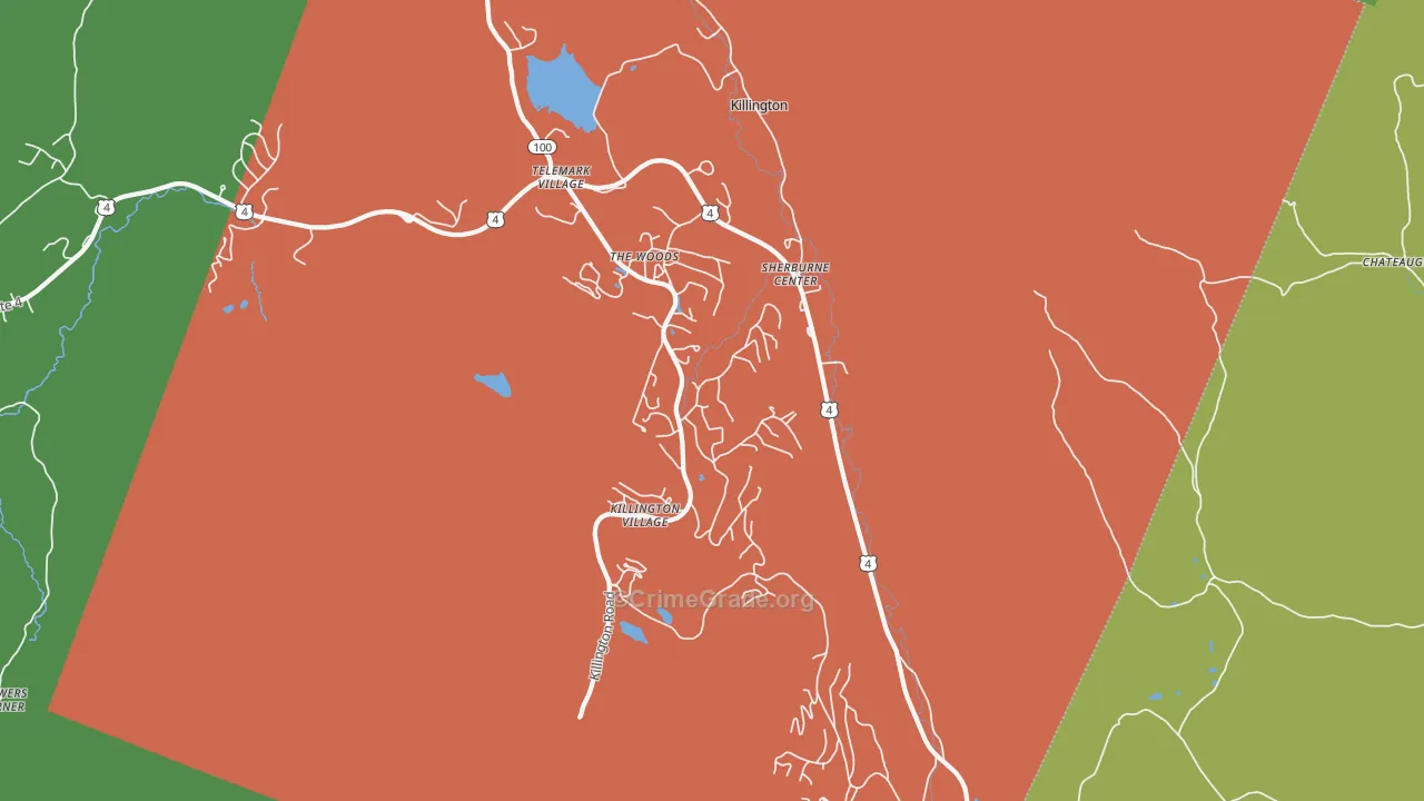 Killington, VT Map of Theft Rates