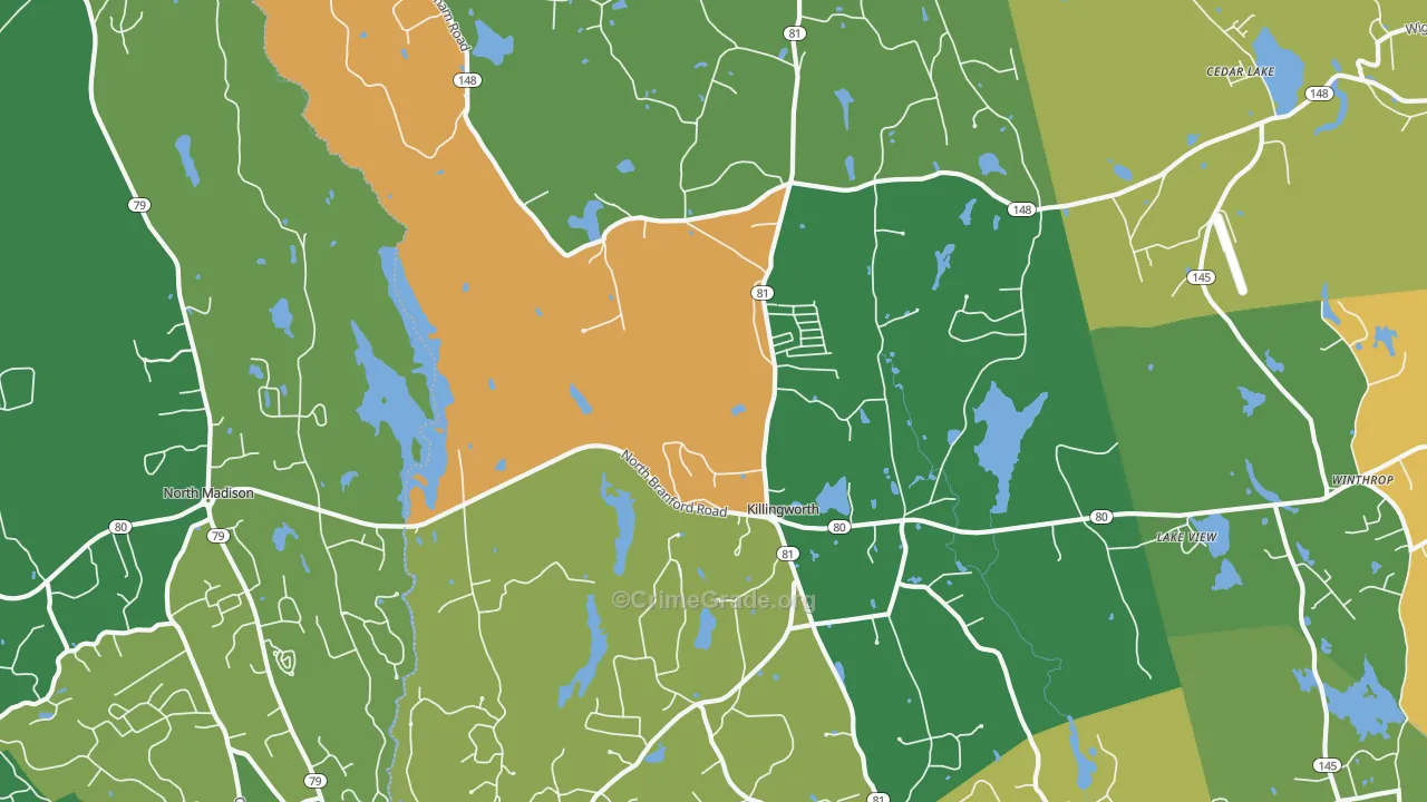 Killingworth, CT Map of Theft Rates