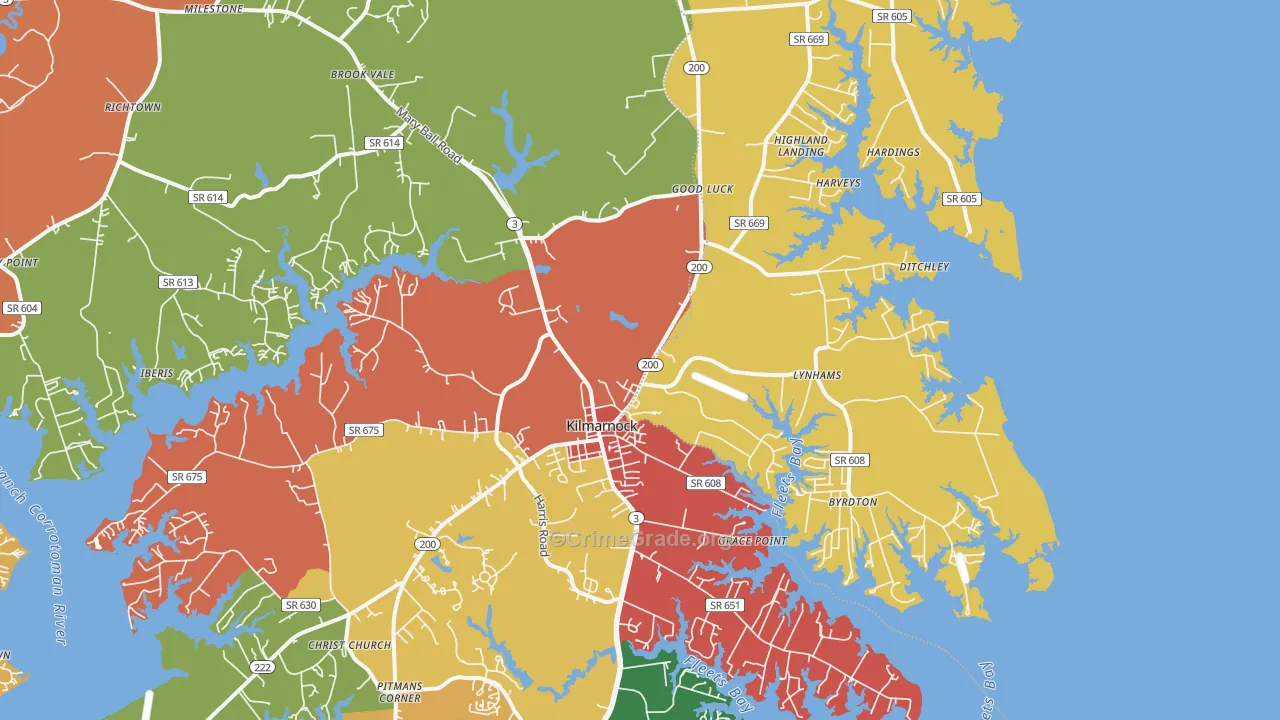 Kilmarnock, VA Map of Theft Rates