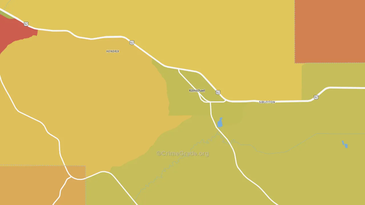Kilmichael, MS Map of Theft Rates