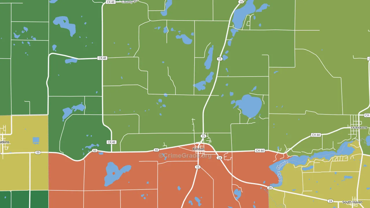 Kimball, MN Map of Theft Rates