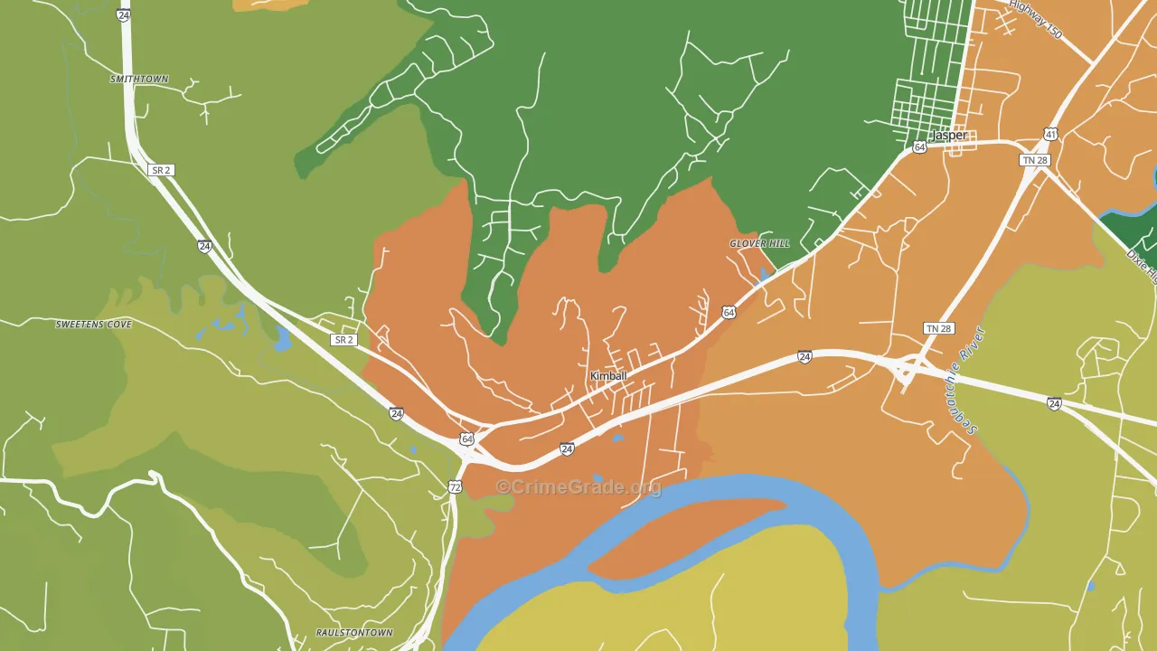 Kimball, TN Map of Theft Rates