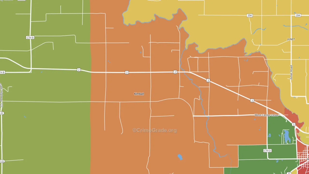 Kimball, WI Map of Theft Rates