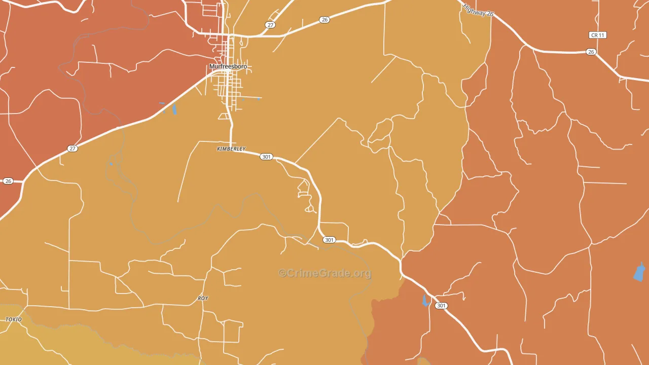 Kimberley, AR Map of Theft Rates