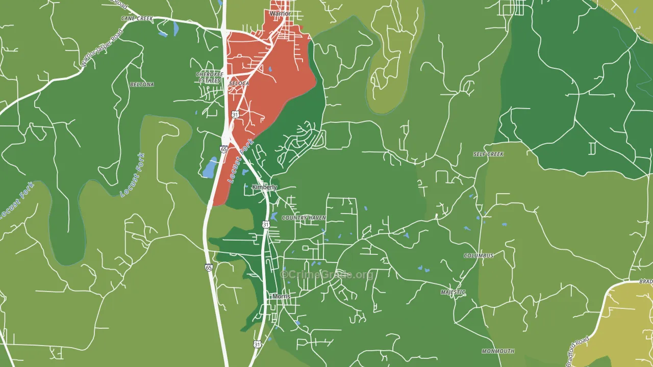 Kimberly, AL Map of Theft Rates