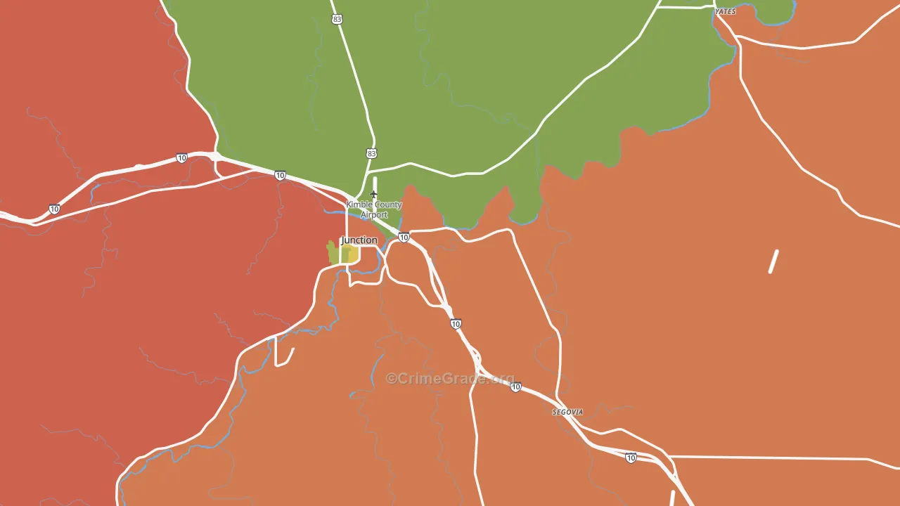 Kimble County, TX Map of Theft Rates