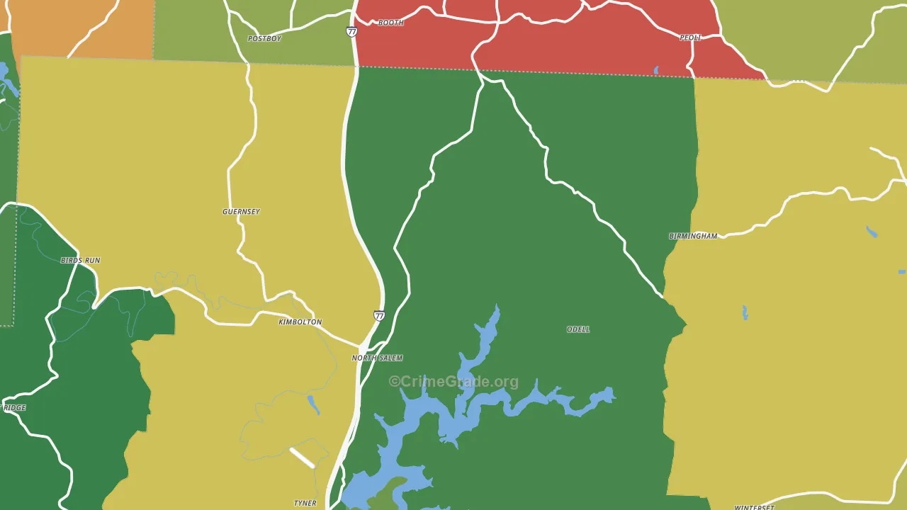 Kimbolton, OH Map of Theft Rates