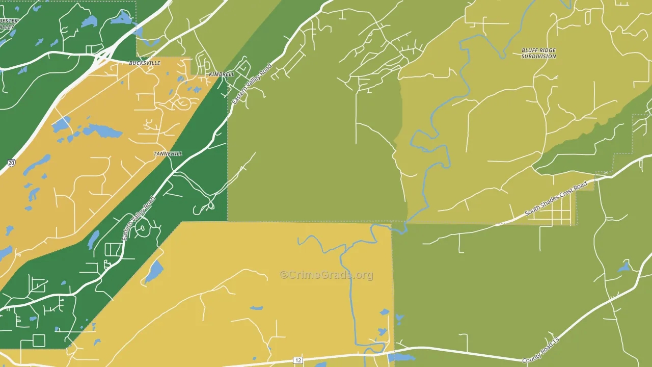 Kimbrell, AL Map of Theft Rates