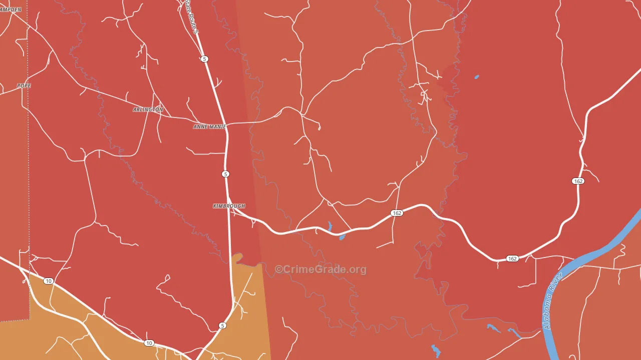 Kimbrough, AL Map of Theft Rates