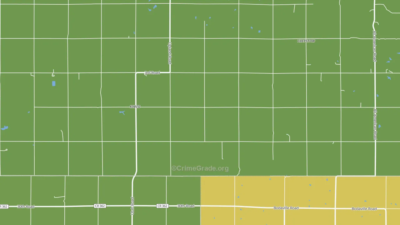 Kimeo, KS Map of Theft Rates