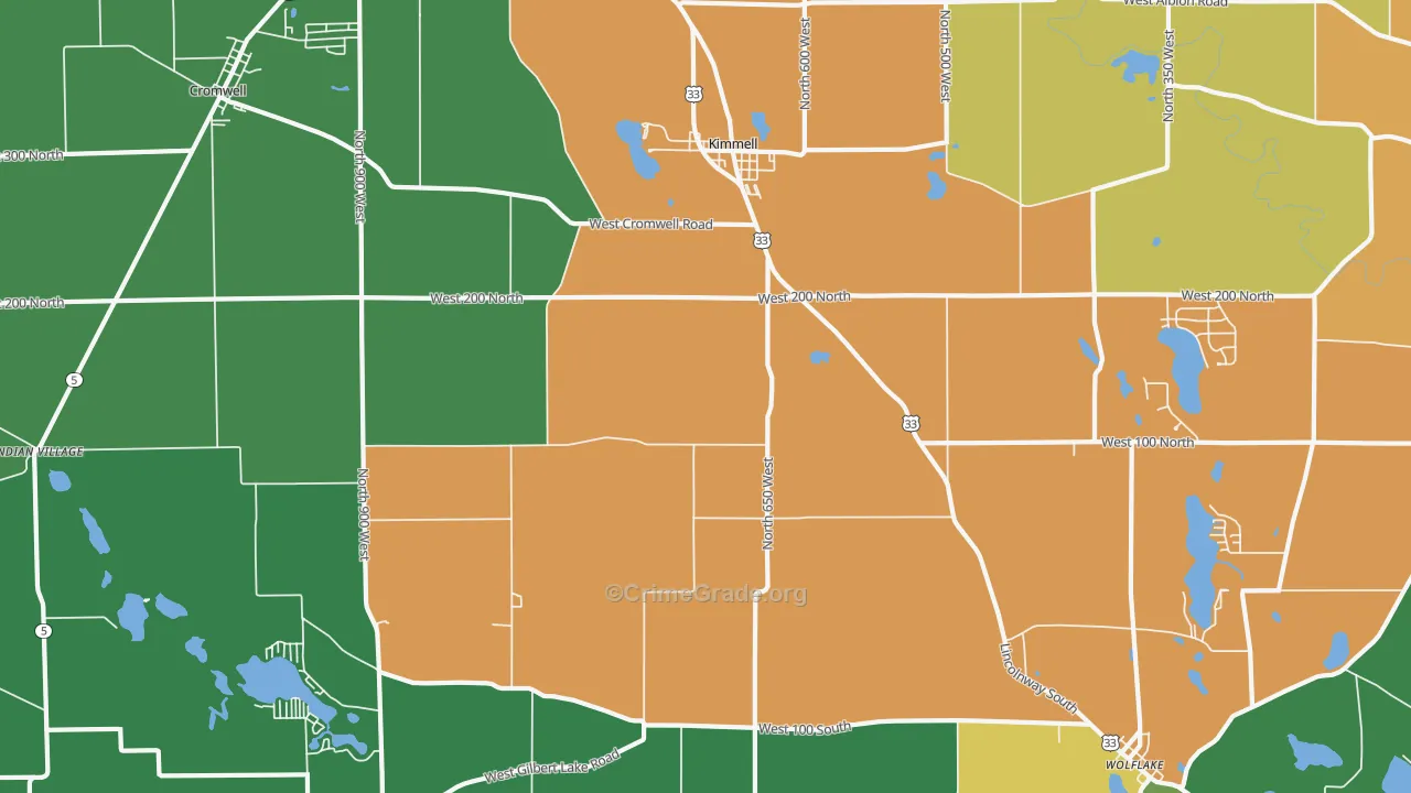 Kimmell, IN Map of Theft Rates