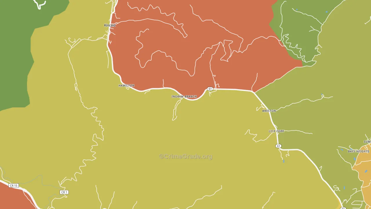 Kincaid, WV Map of Theft Rates