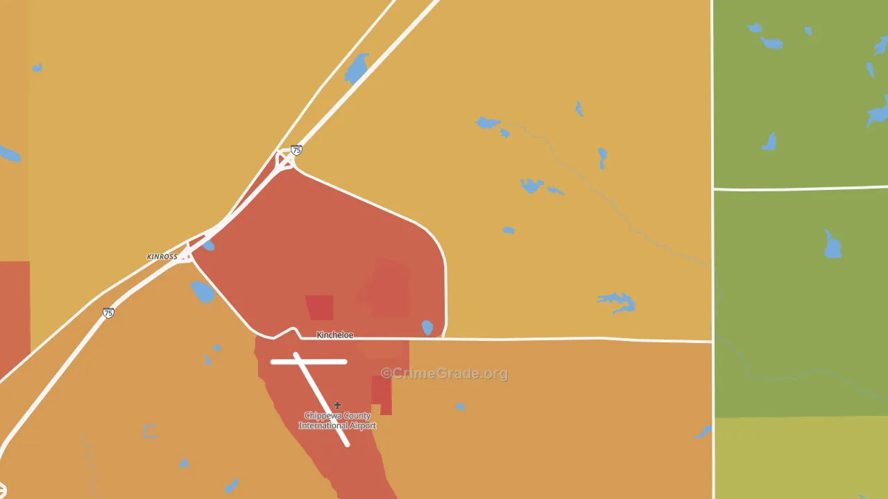 Kincheloe, MI Map of Theft Rates