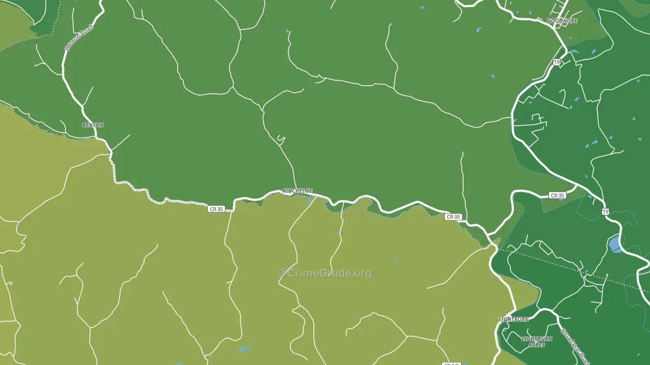 Kincheloe, WV Map of Theft Rates