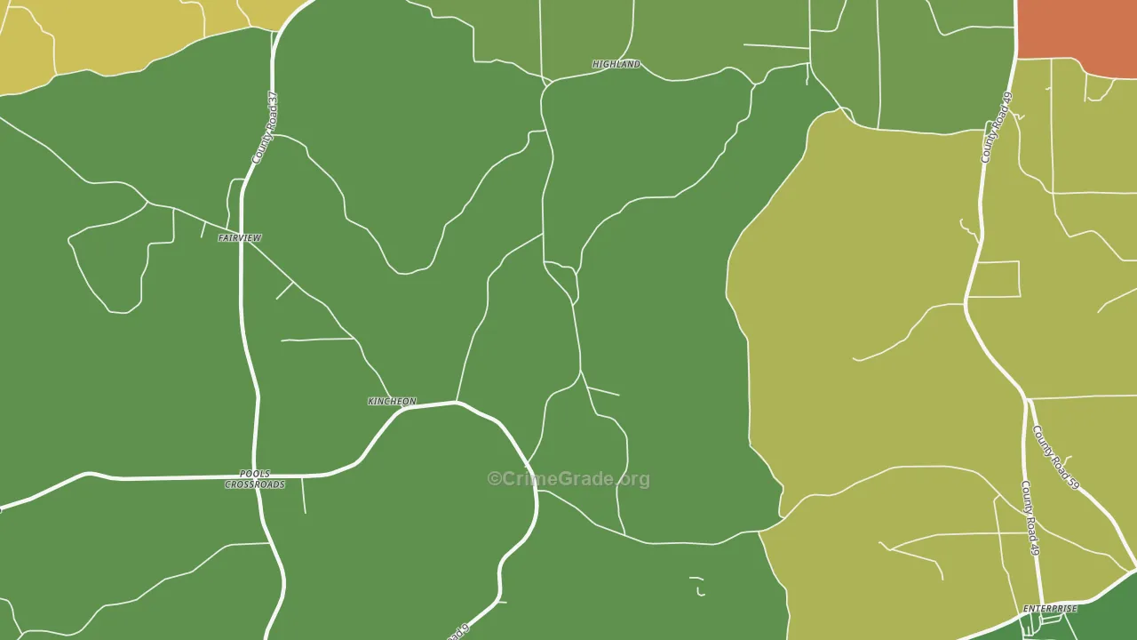 Kincheon, AL Map of Theft Rates
