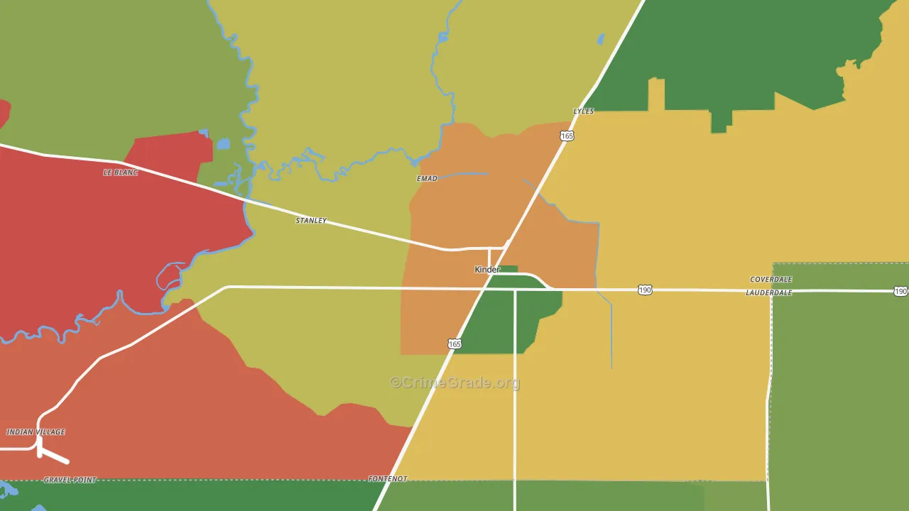 Kinder, LA Map of Theft Rates