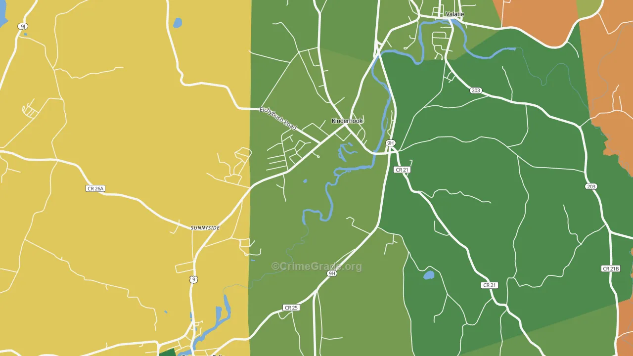 Kinderhook, NY Map of Theft Rates