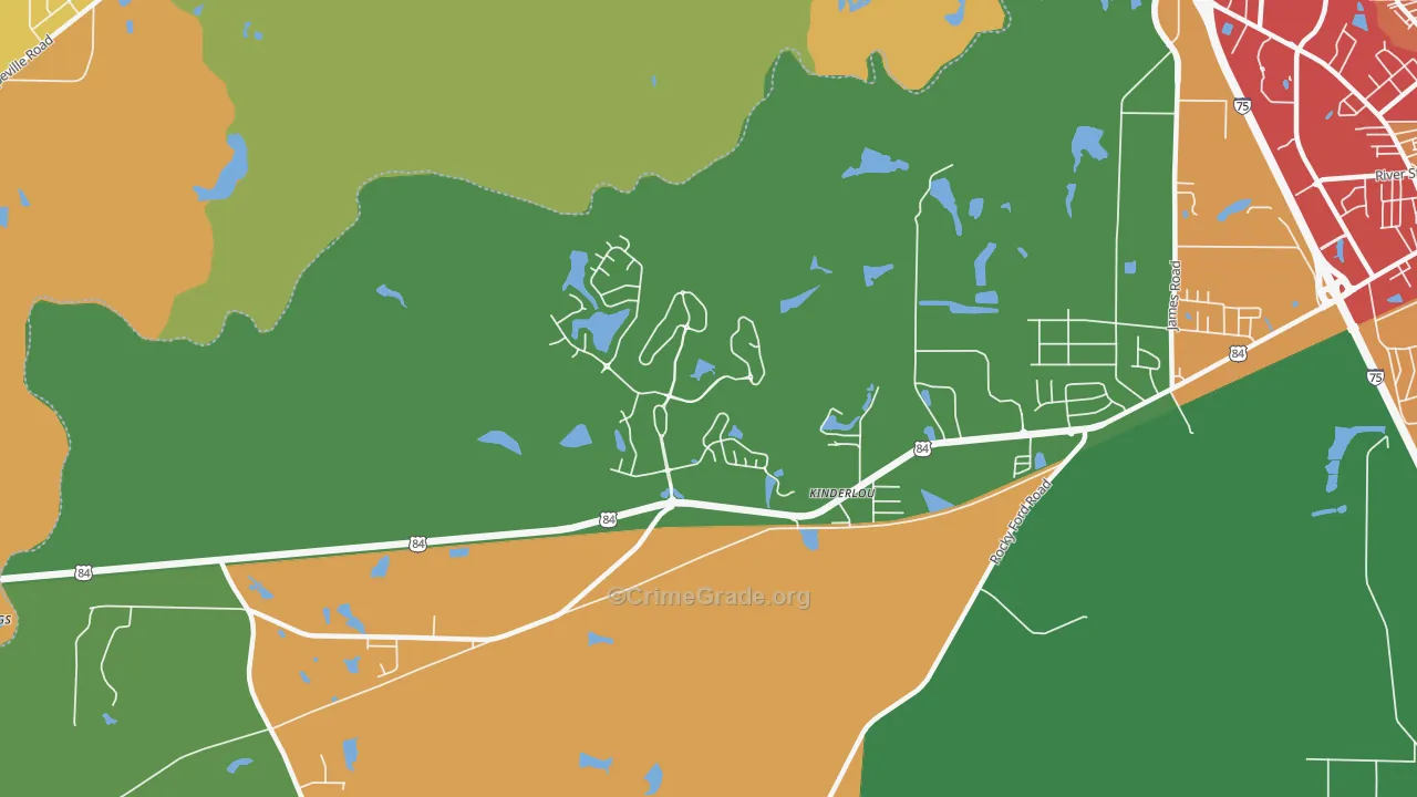 Kinderlou, GA Map of Theft Rates