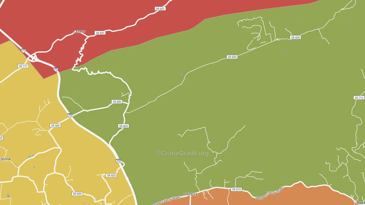 Kindrick, VA Map of Theft Rates