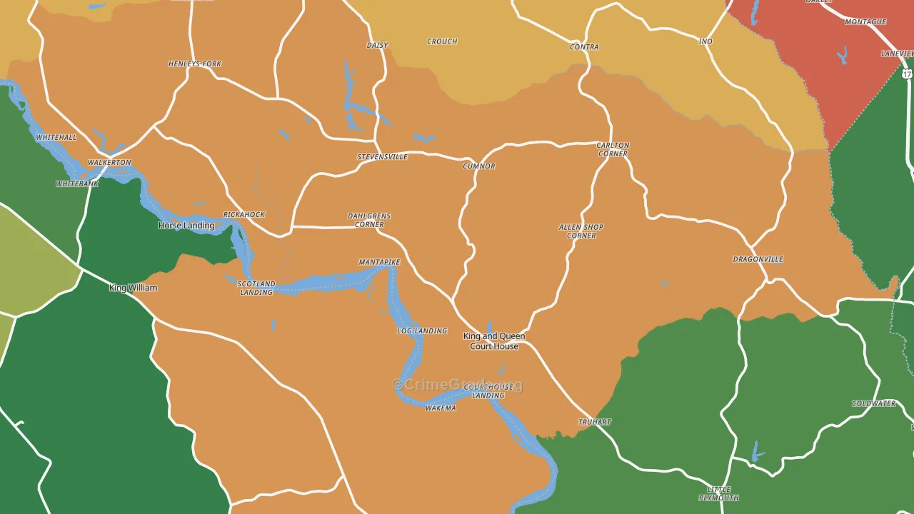 King and Queen County, VA Map of Theft Rates
