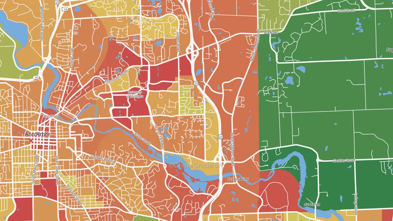 King, Ann Arbor, MI Map of Theft Rates