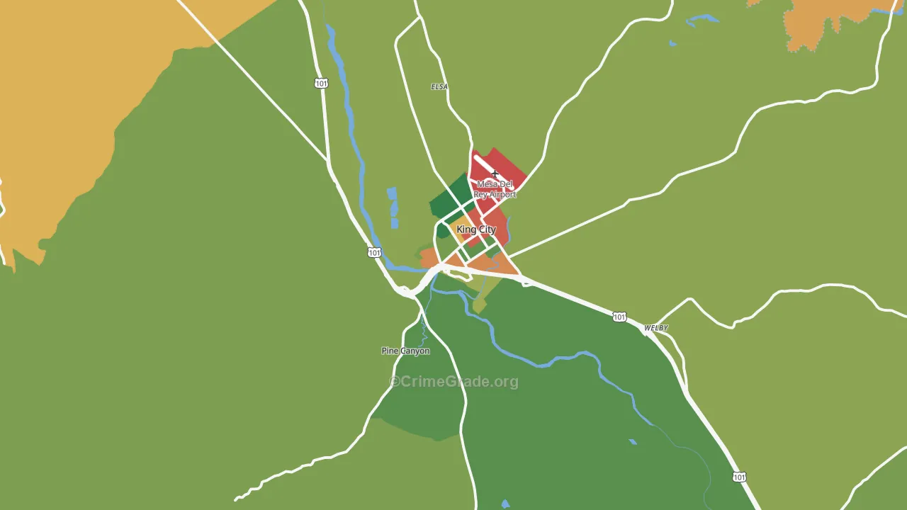 King City, CA Map of Theft Rates