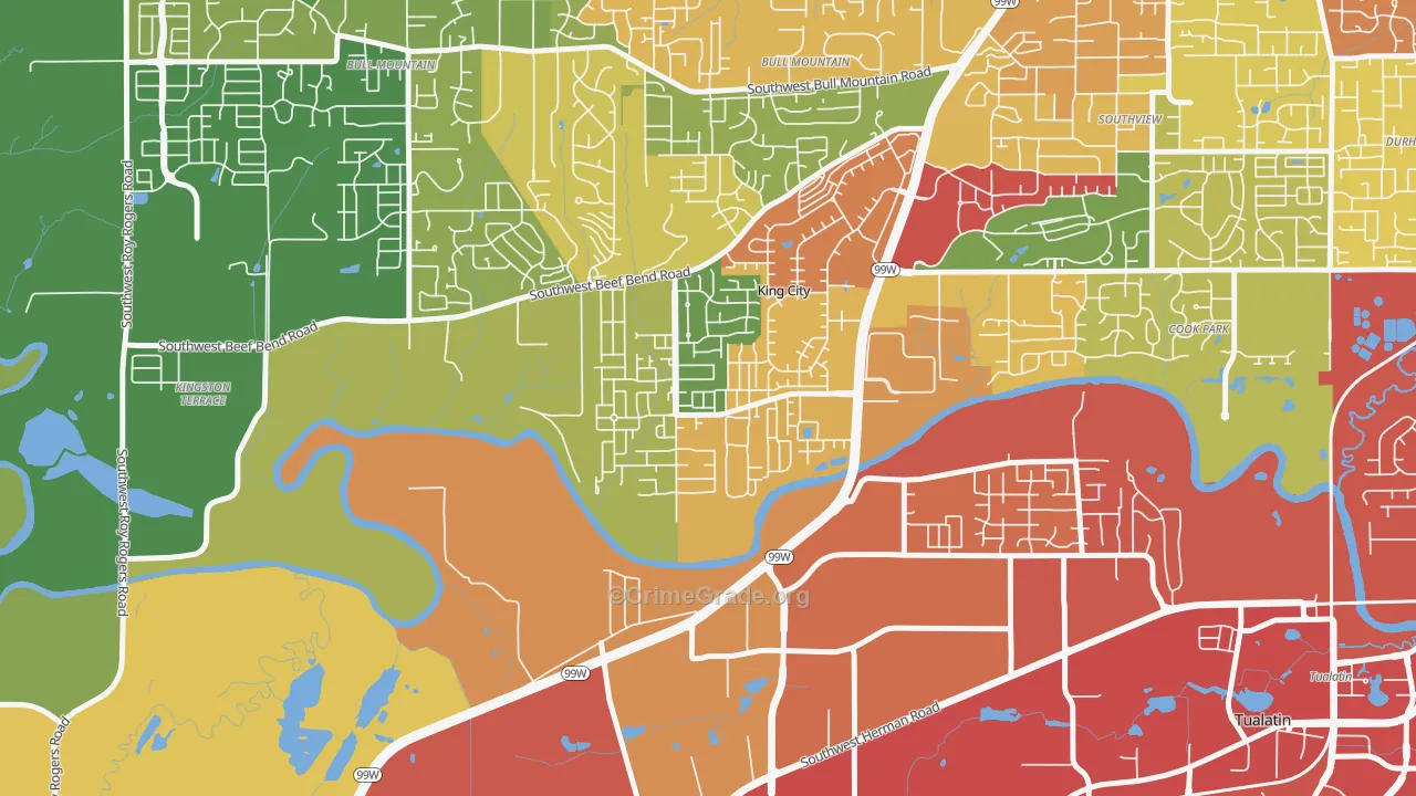 King City, OR Map of Theft Rates
