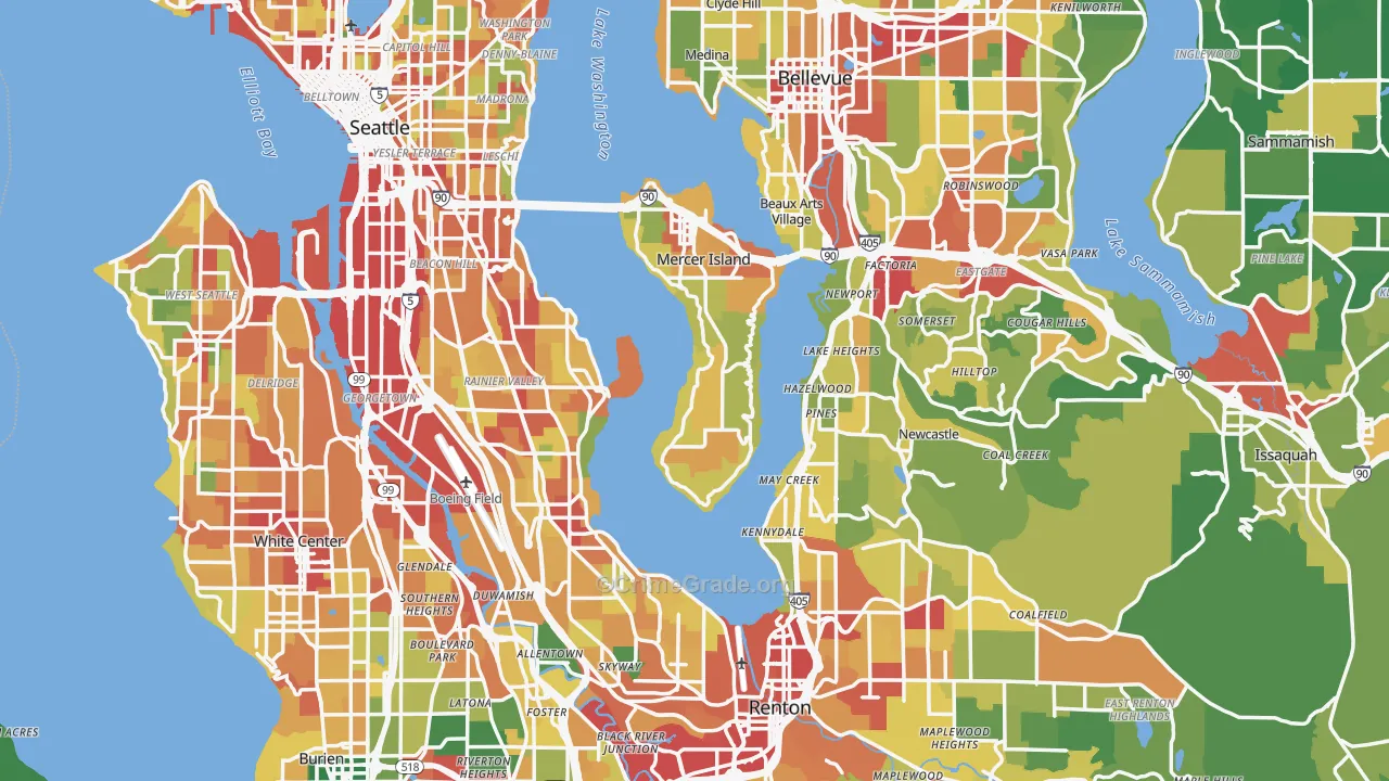 King County, WA Map of Theft Rates