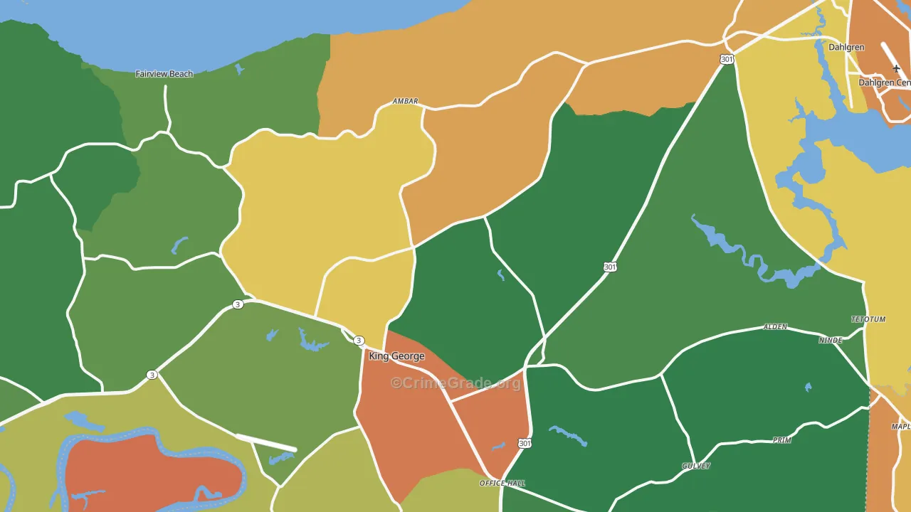 King George County, VA Map of Theft Rates