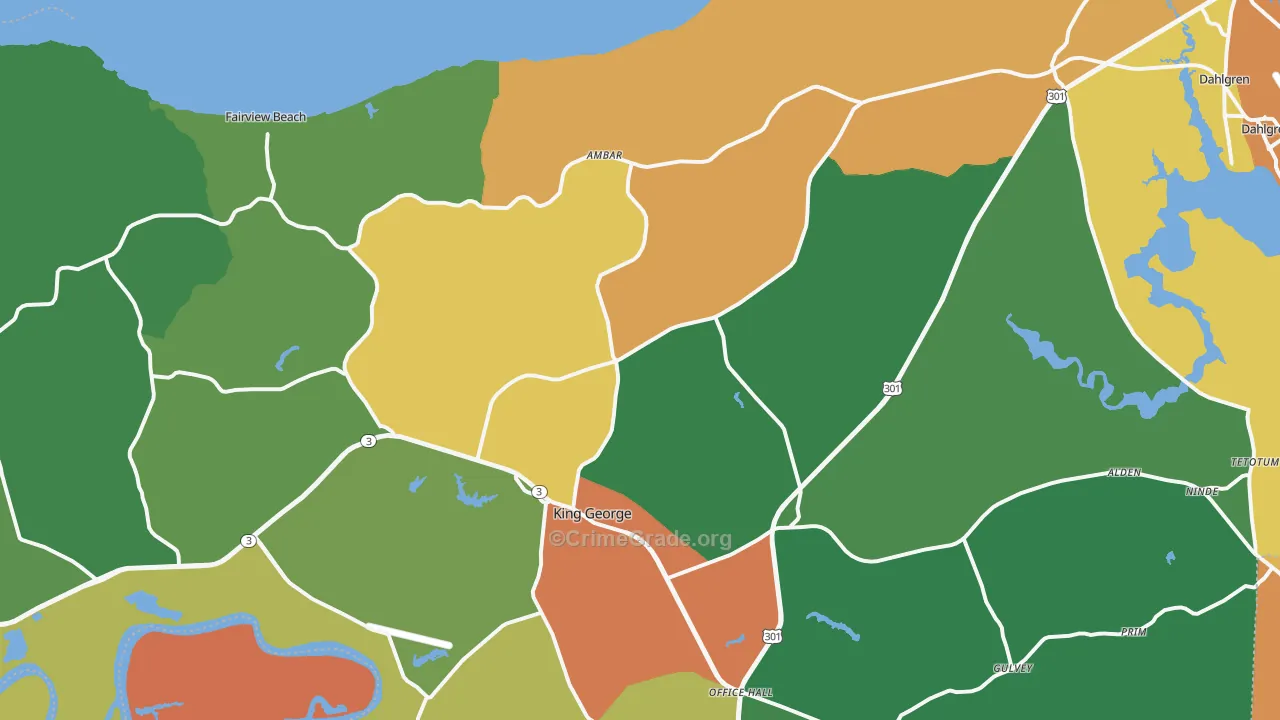 King George, VA Map of Theft Rates