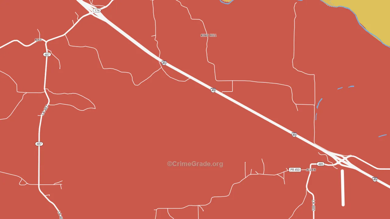 King Hill, LA Map of Theft Rates