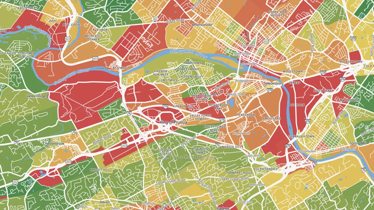 King of Prussia, PA Map of Theft Rates