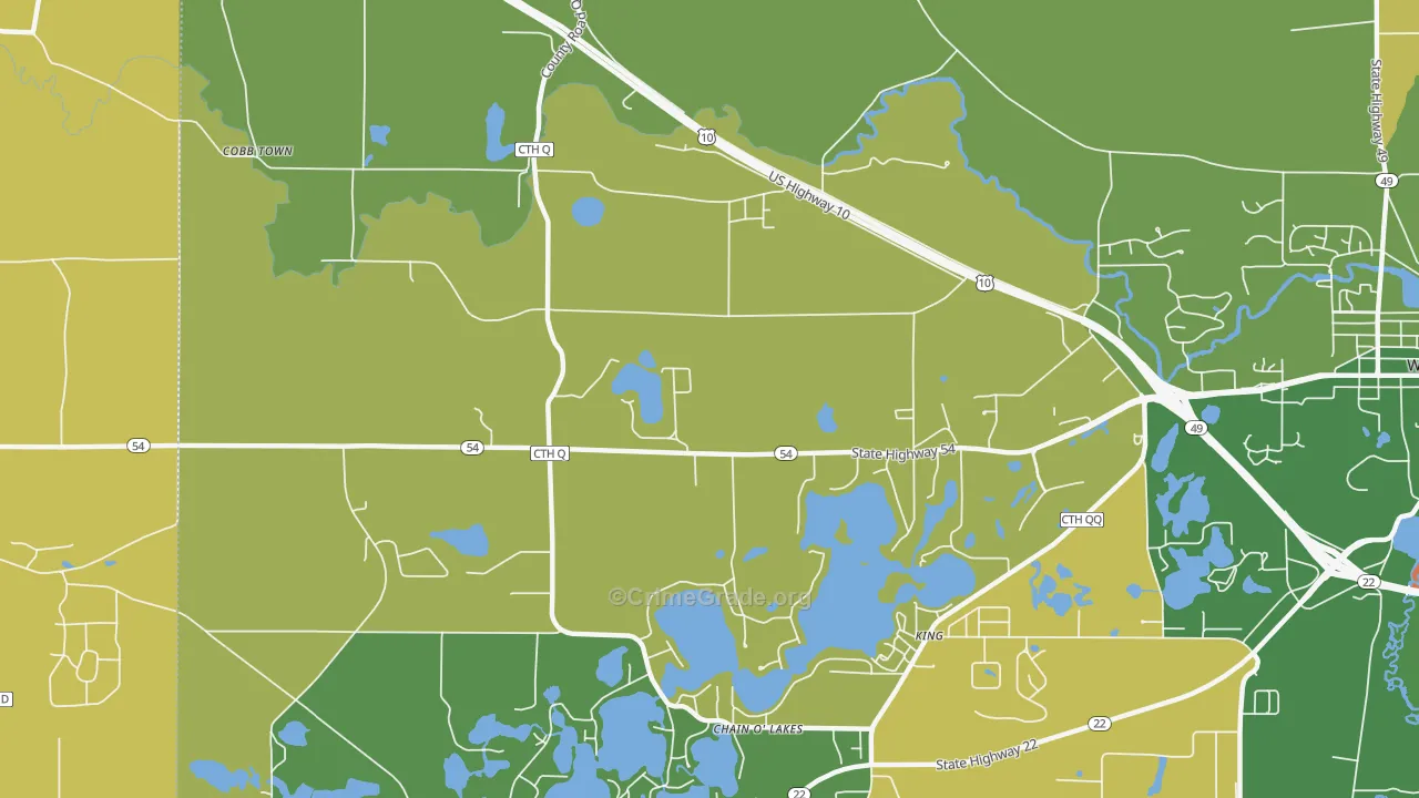 King, WI Map of Theft Rates