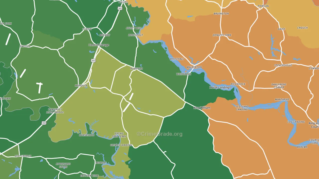 King William County, VA Map of Theft Rates