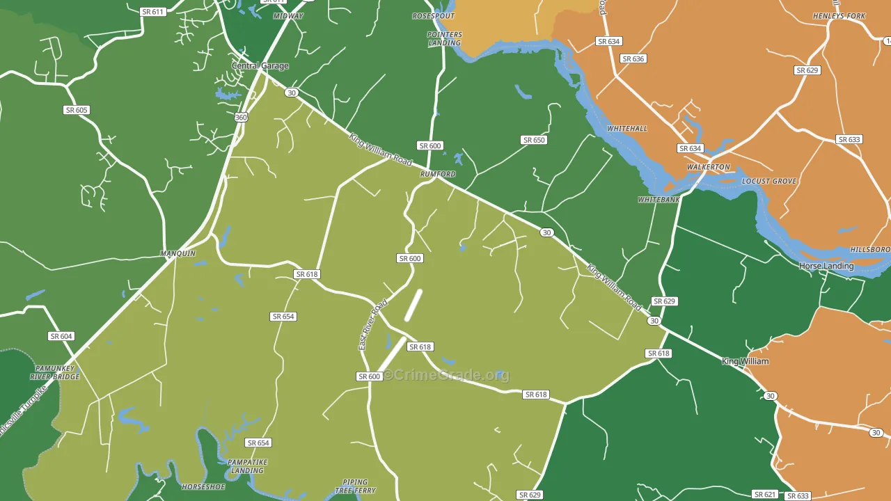 King William, VA Map of Theft Rates