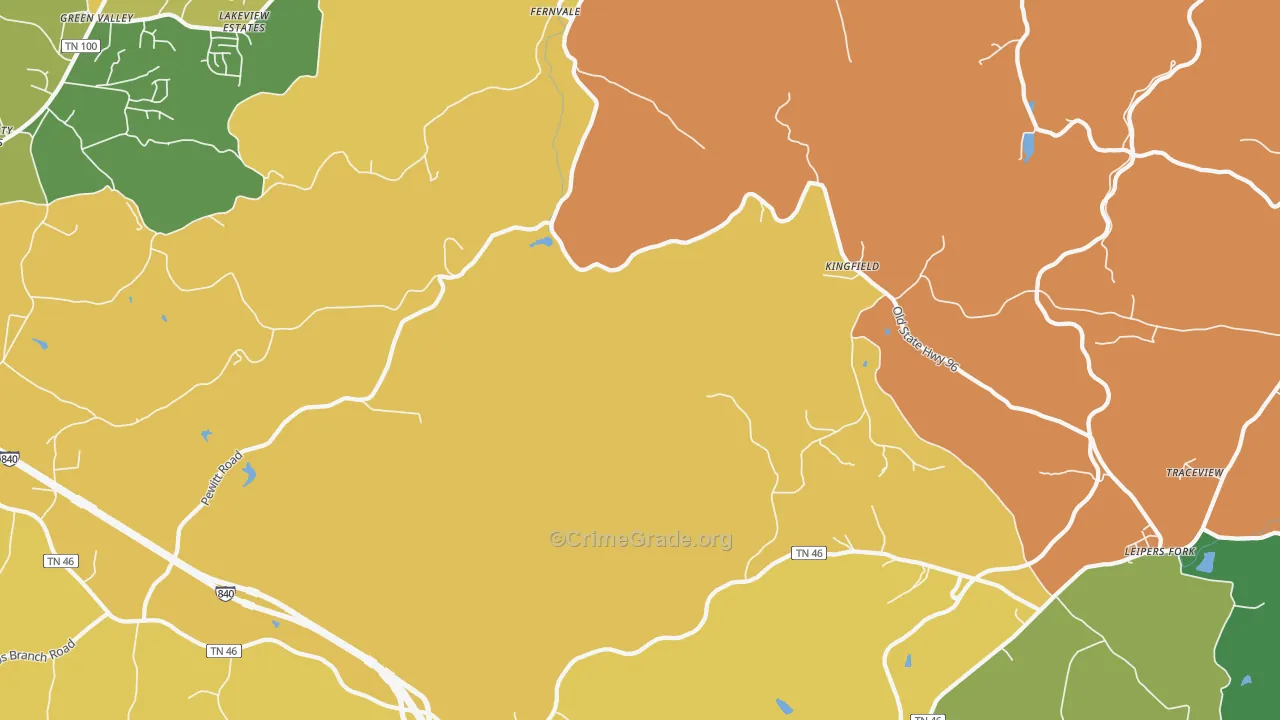 Kingfield, TN Map of Theft Rates