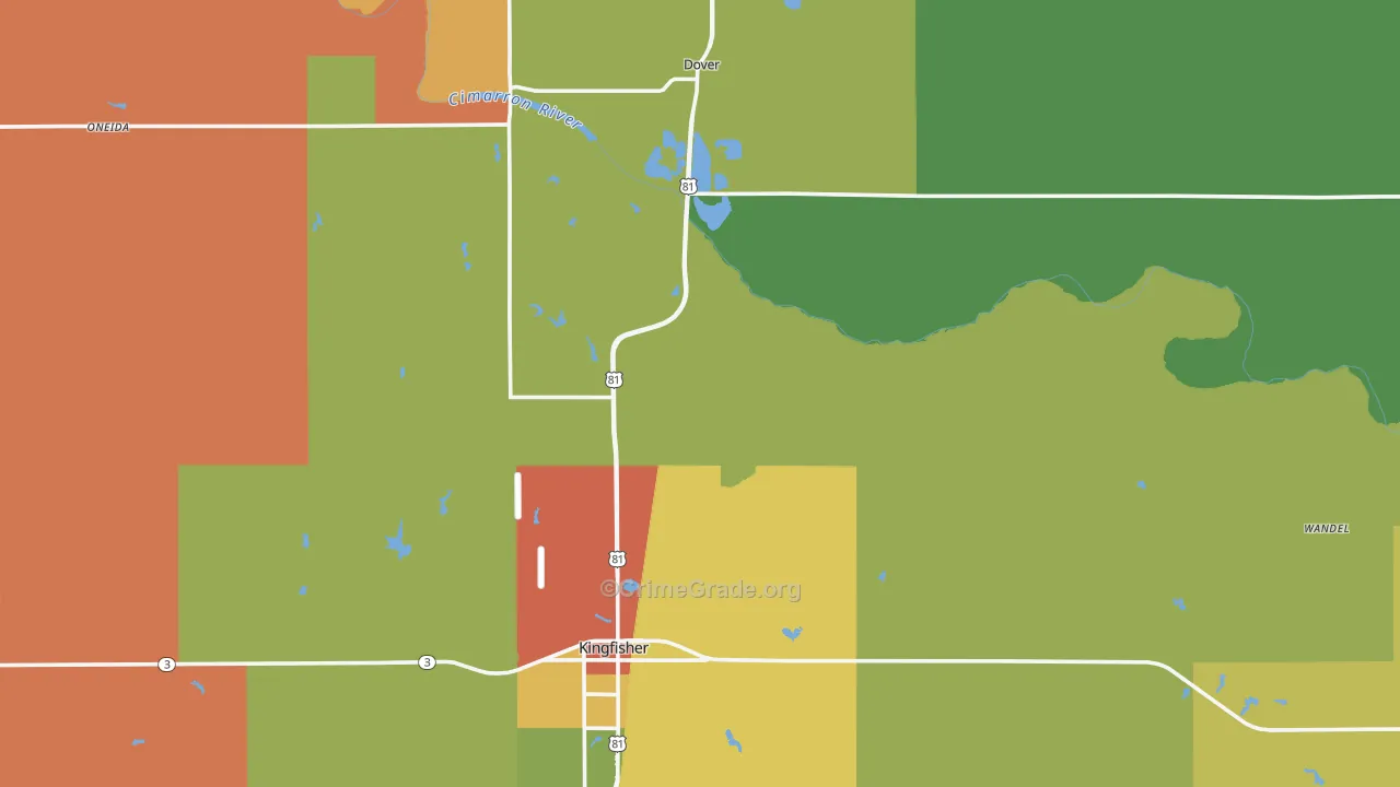 Kingfisher County, OK Map of Theft Rates