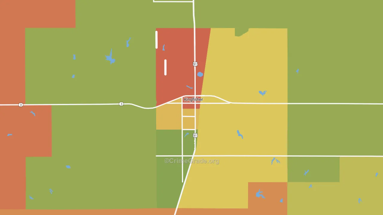 Kingfisher, OK Map of Theft Rates