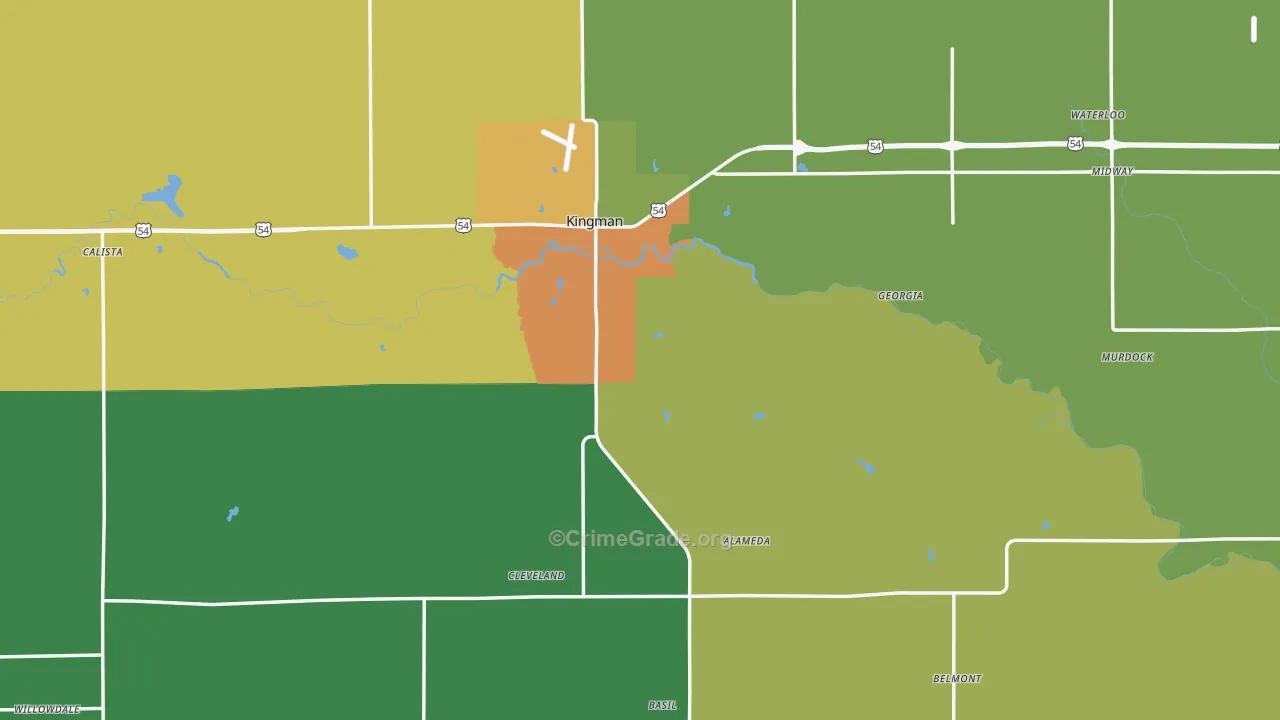 Kingman County, KS Map of Theft Rates