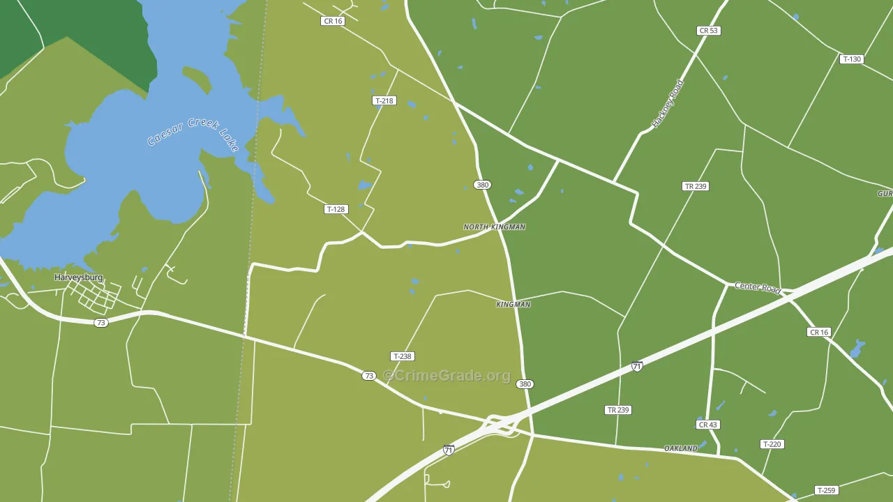 Kingman, OH Map of Theft Rates