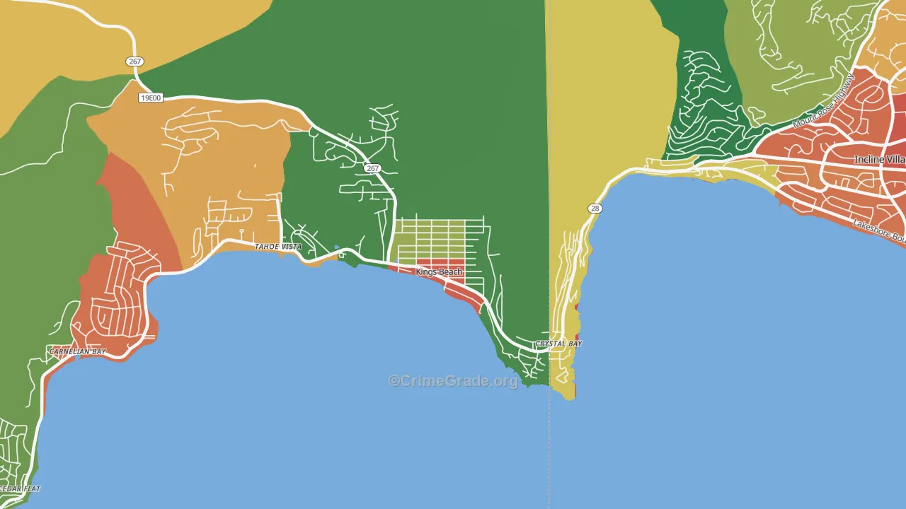 Kings Beach, CA Map of Theft Rates