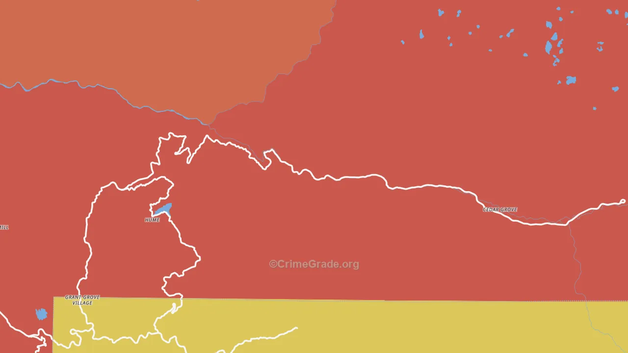 Kings Canyon National Pk, CA Map of Theft Rates