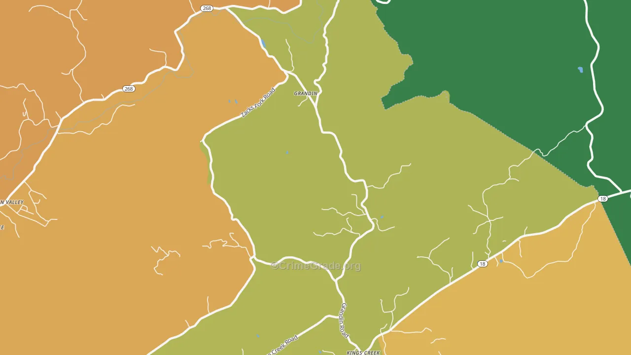 Kings Creek, NC Map of Theft Rates