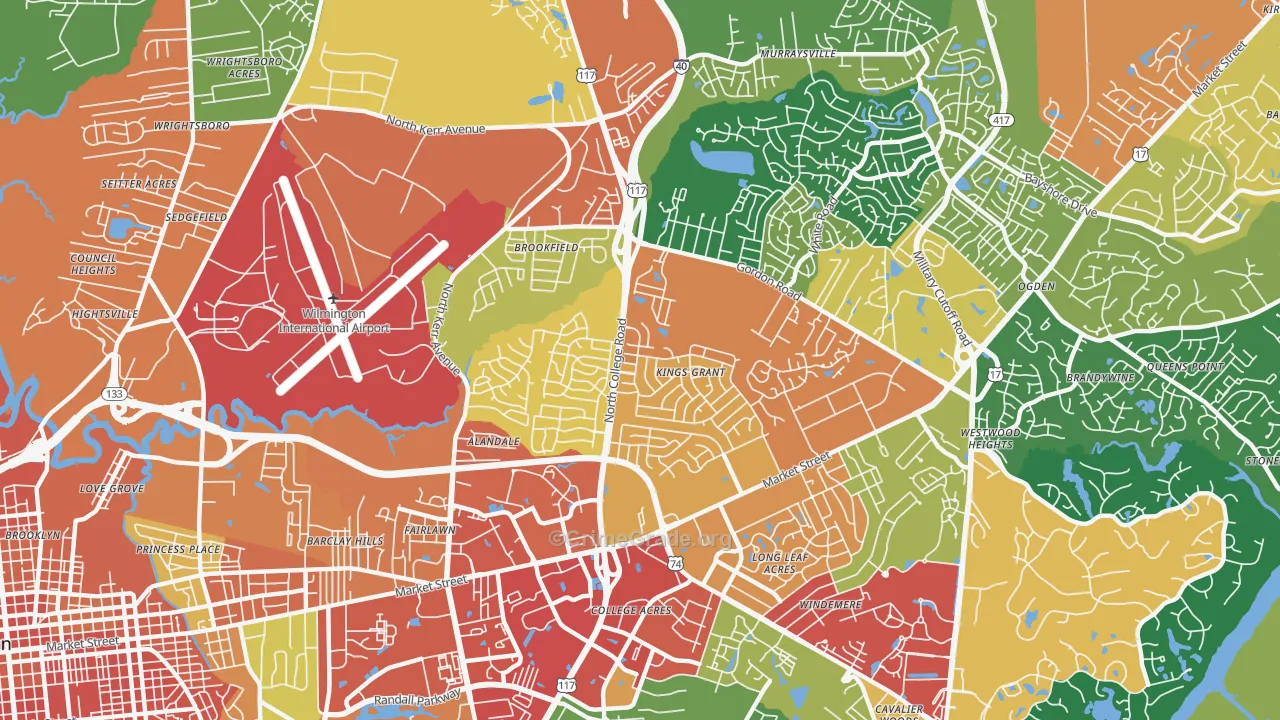 Kings Grant, NC Map of Theft Rates