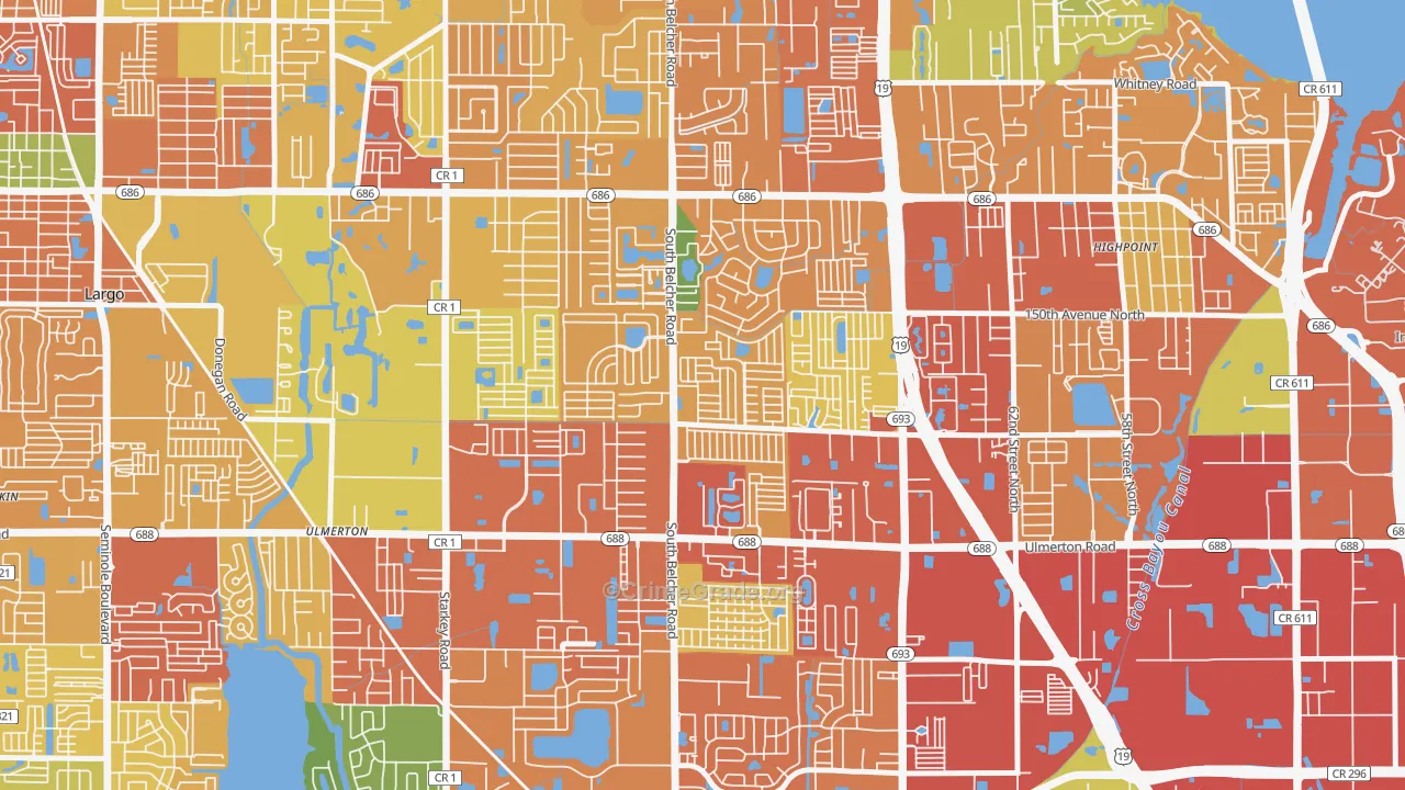 Kings Manor, Largo, FL Map of Theft Rates